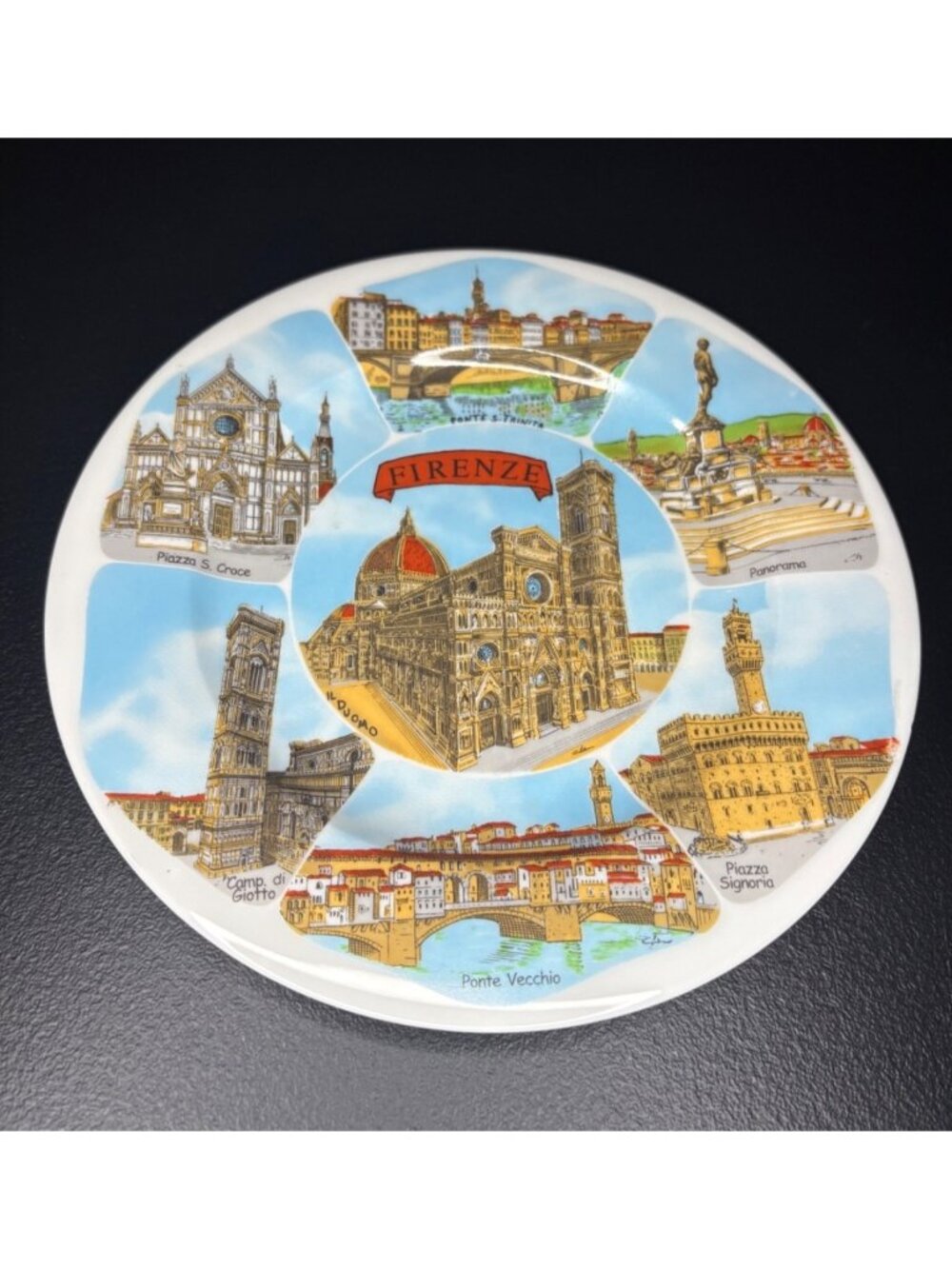 Vintage Firenze Florence Italy Porcelain Plate Germany Ponte Vecchio Duomo